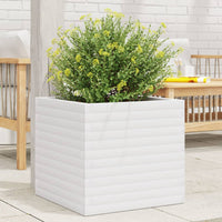 Fioriera da Giardino Bianca 50x50x46 cm Legno Massello di Pino 3282405