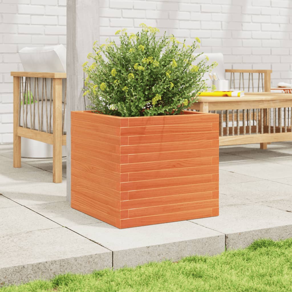 Fioriera Giardino-Vaso da Esterno-Contenitore per Piante Marrone Cera 50x50x46 cm Legno Massello Pino