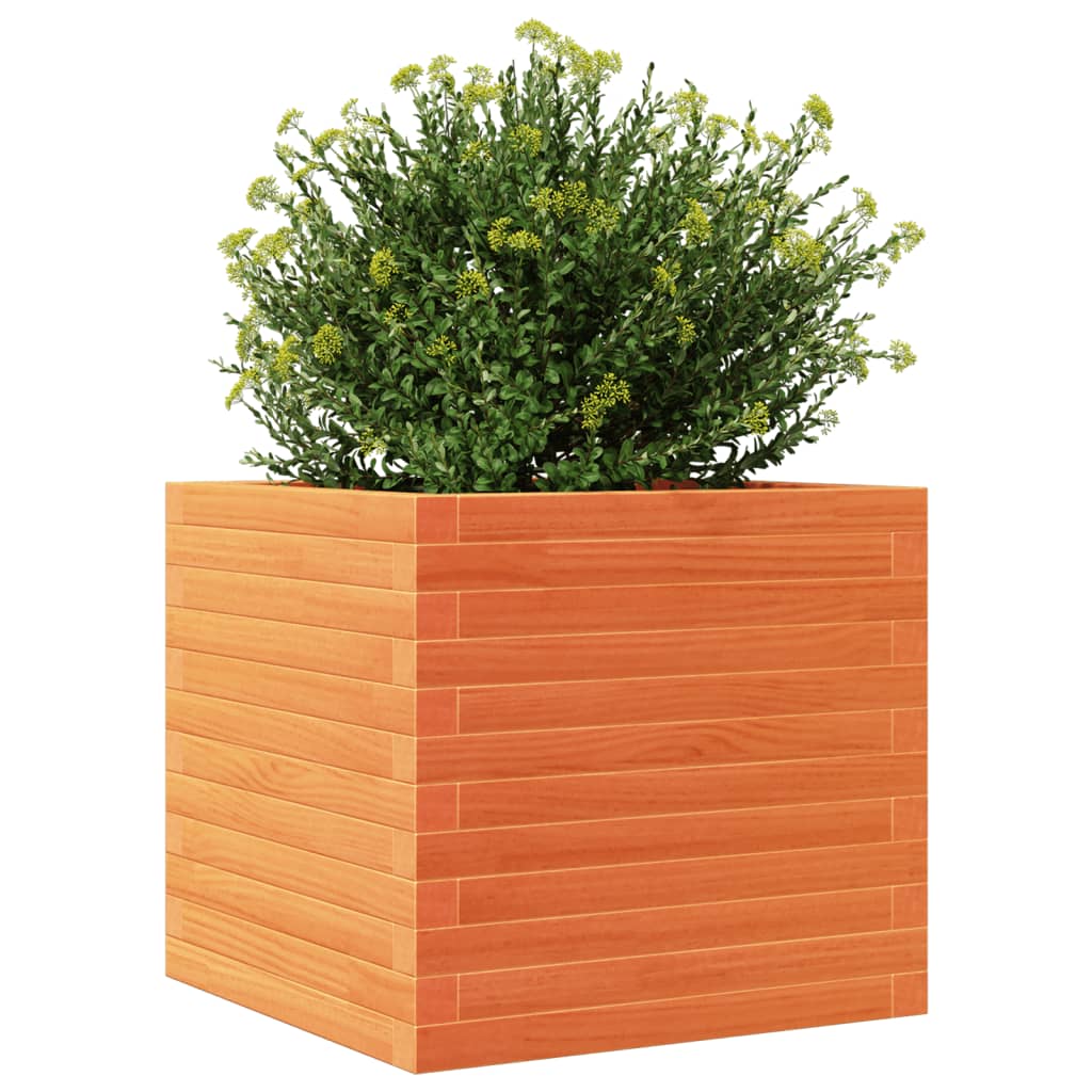 Fioriera Giardino Marrone Cera 50x50x46 cm Legno Massello Pino