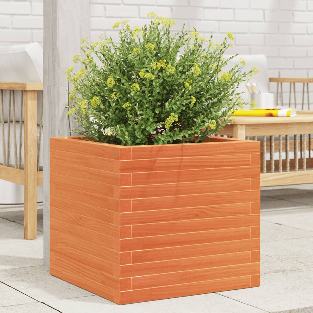 Fioriera Giardino-Vaso da Esterno-Contenitore per Piante Marrone Cera 50x50x46 cm Legno Massello Pino