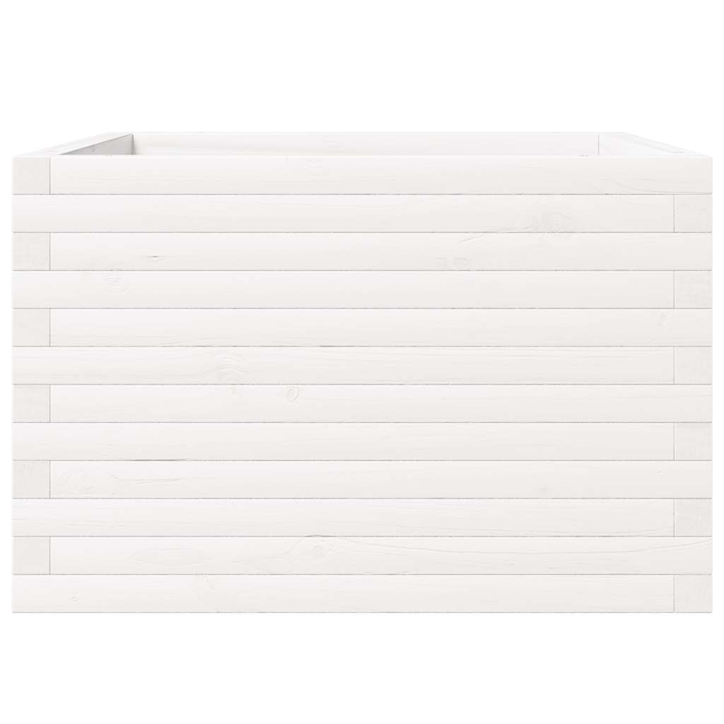 Fioriera da Giardino Bianca 70x70x46 cm Legno Massello di Pino 3282415