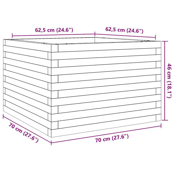 vidaXL Fioriera da Giardino Bianca 70x70x46 cm Legno Massello di Pino