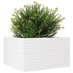 Fioriera da Giardino Bianca 80x80x46 cm Legno Massello di Pino 3282420