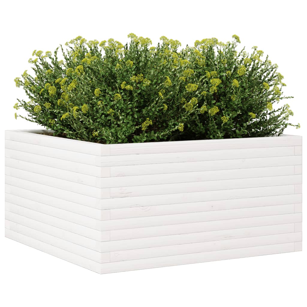 Fioriera da Giardino Bianca 90x90x46 cm Legno Massello di Pino 3282425