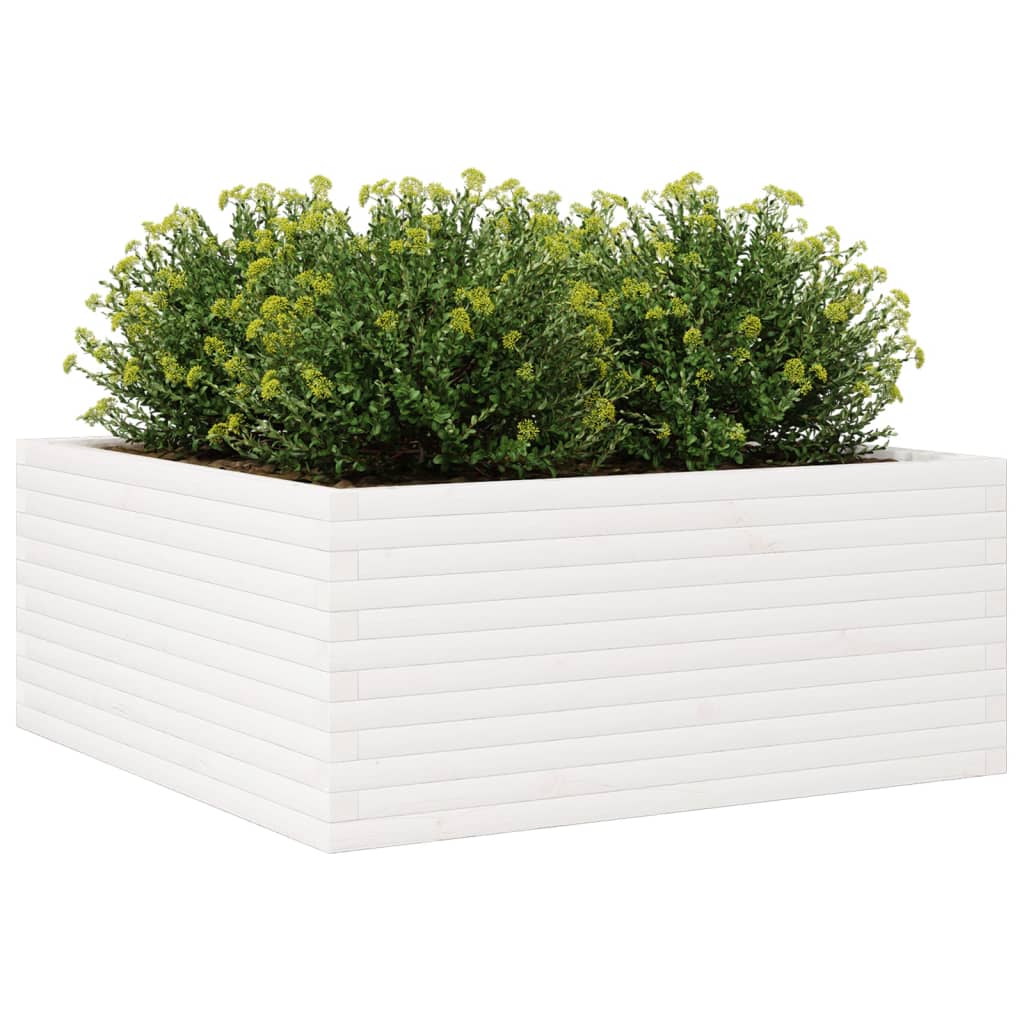 Fioriera da Giardino Bianca 110x110x46cm Legno Massello di Pino 3282435