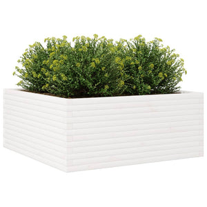 Fioriera da Giardino Bianca 110x110x46cm Legno Massello di Pino 3282435