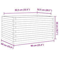 vidaXL Fioriera da Giardino 90x60x46 cm in Legno Massello di Pino