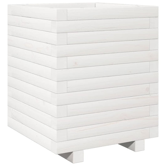 Vassoio per fioriera aiuola rialzata piante fiori terrazza giardino 40 x 40 x 49,5 cm legno di pino massiccio bianco 02_0037567
