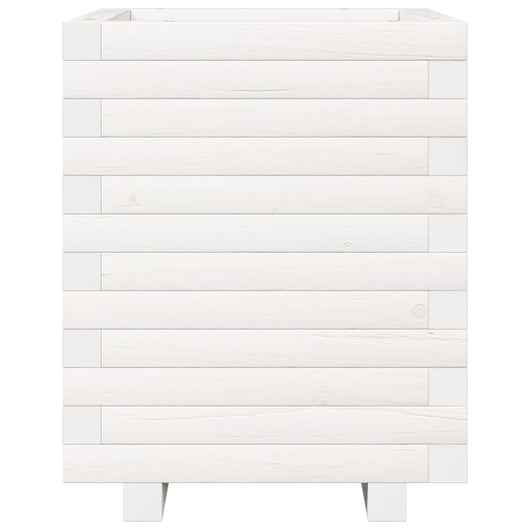 Vassoio per fioriera aiuola rialzata piante fiori terrazza giardino 40 x 40 x 49,5 cm legno di pino massiccio bianco 02_0037567