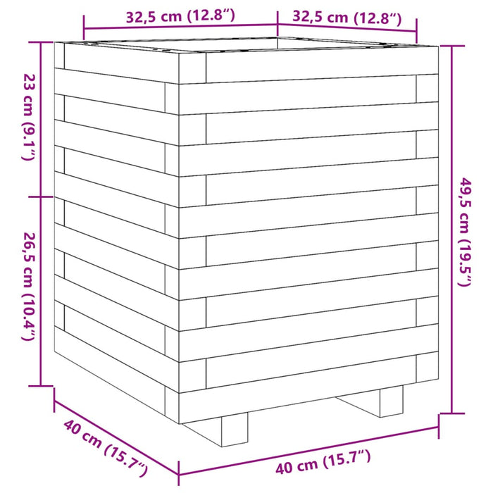 vidaXL Fioriera da Giardino 40x40x49,5 cm in Legno di Pino Impregnato