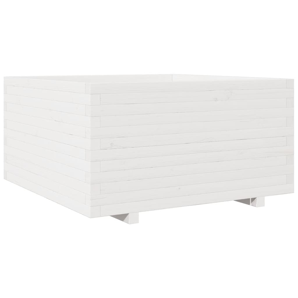 Vassoio per fioriera aiuola rialzata piante fiori terrazza giardino 90 x 90 x 49,5 cm legno di pino massiccio bianco 02_0038057