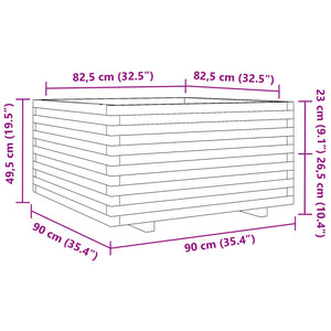 Vassoio per fioriera aiuola rialzata piante fiori terrazza giardino 90 x 90 x 49,5 cm legno di pino massiccio bianco 02_0038057
