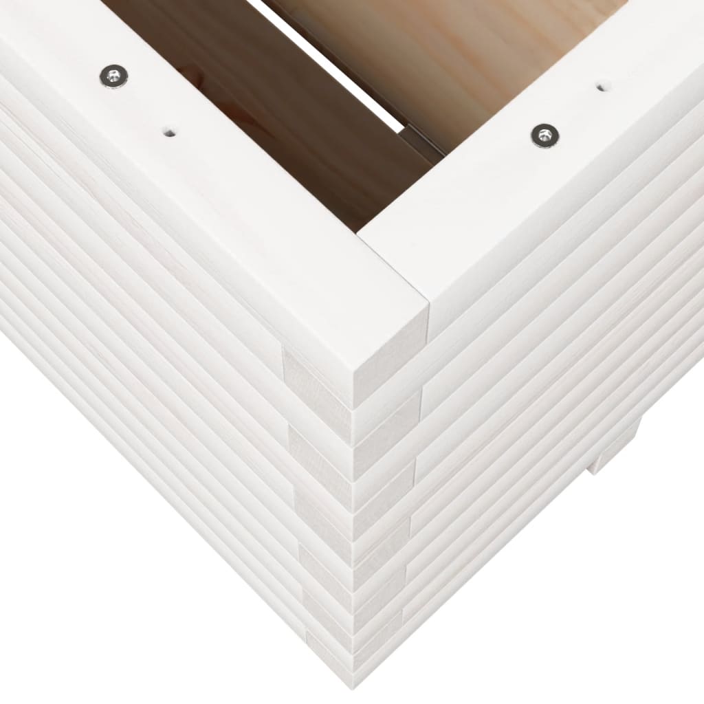 Fioriera da Giardino Bianca 100x100x49,5 Legno Massello di Pino