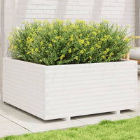 Fioriera da Giardino Bianca 100x100x49,5 Legno Massello di Pino 3282540