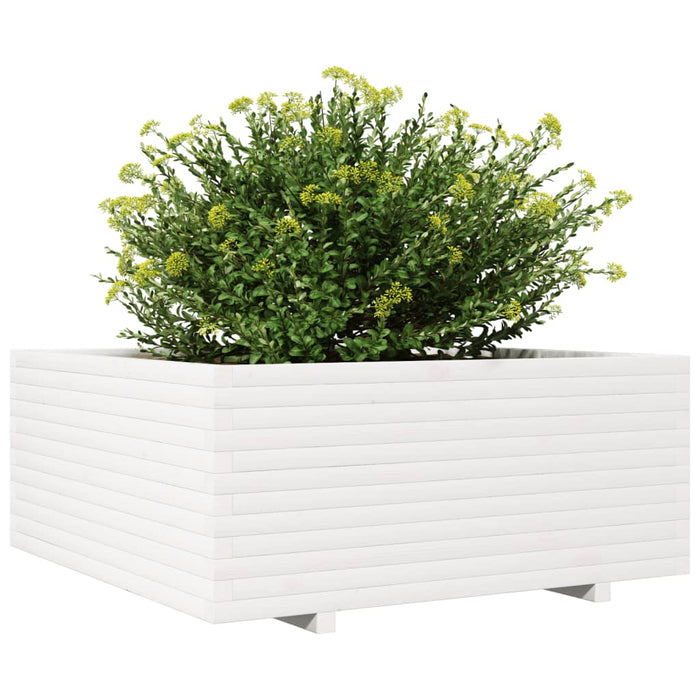 Fioriera da Giardino Bianca 110x110x49,5 cm Legno Massello Pino 3282545
