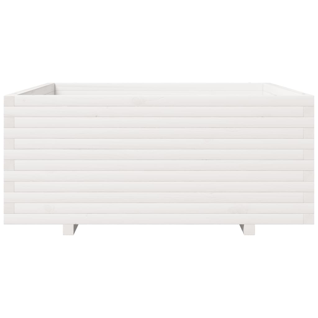 Fioriera da Giardino Bianca 110x110x49,5 cm Legno Massello Pino 3282545