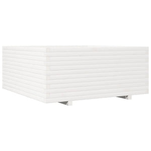 Fioriera da Giardino Bianca 110x110x49,5 cm Legno Massello Pino 3282545