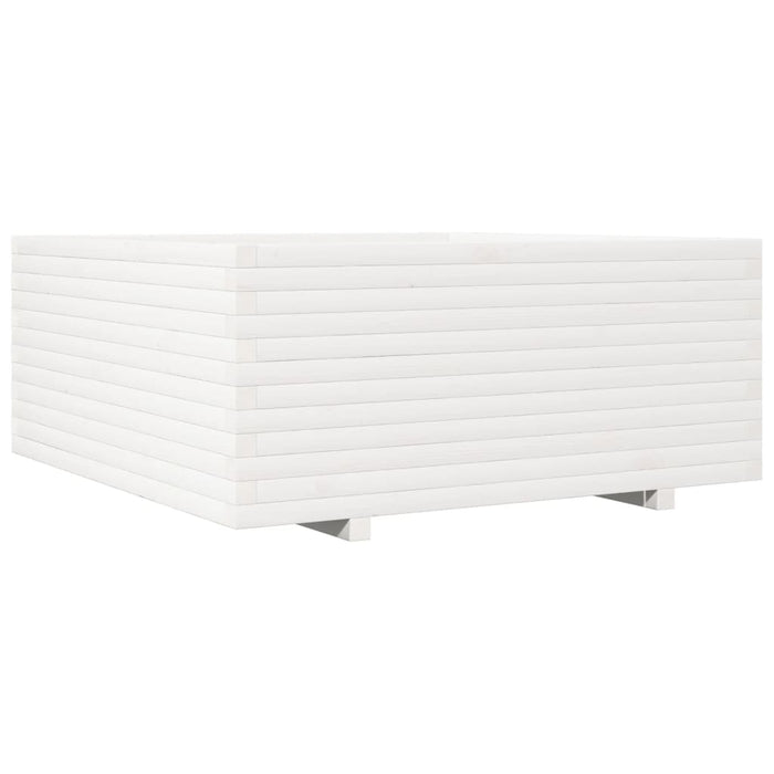 Fioriera da Giardino Bianca 110x110x49,5 cm Legno Massello Pino 3282545