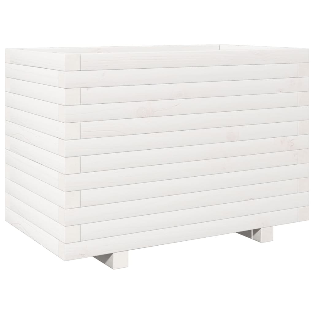 Vassoio per fioriera aiuola rialzata piante fiori terrazza giardino 70 x 40 x 49,5 cm legno di pino massiccio bianco 02_0037790