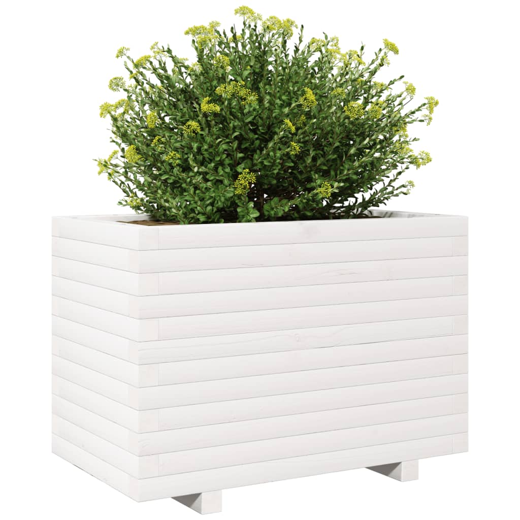 Fioriera da Giardino Bianca 70x40x49,5cm Legno Massello di Pino 3282550