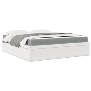 Letto con Materasso Bianco 180x200 cm in Legno Massello di Pino 3281926