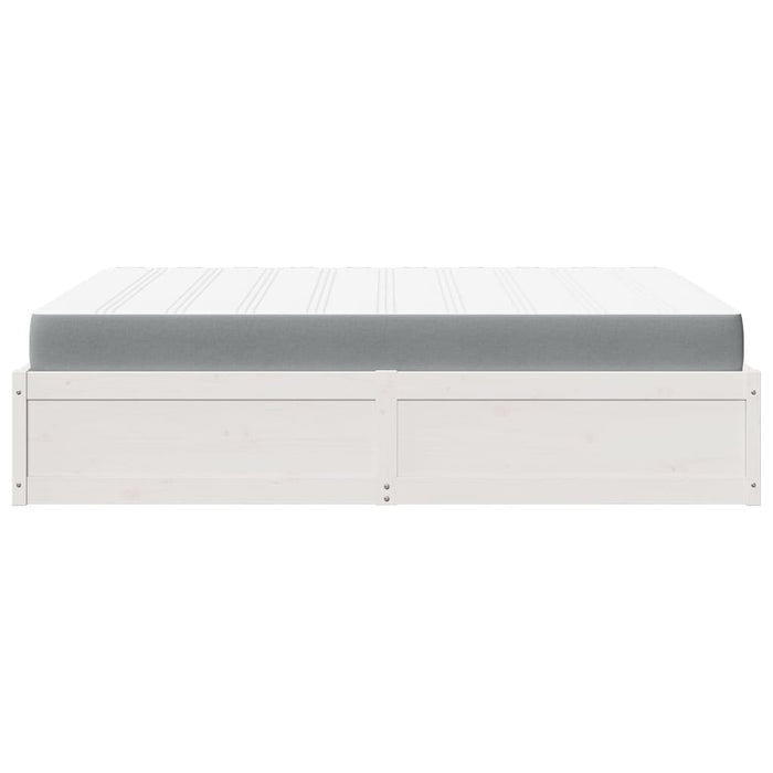 Letto con Materasso Bianco 160x200 cm in Legno Massello di Pino 3281929