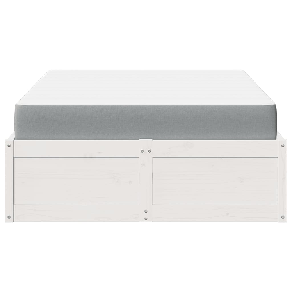 Letto con Materasso Bianco 120x190 cm in Legno Massello di Pino 3281953