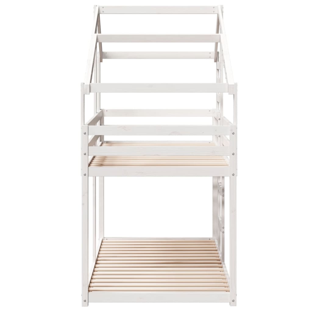 Letto a Castello senza Materasso-Struttura Letto a Castello Bianco 90x190cm Massello Pino 655919