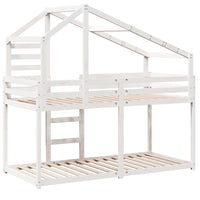 Letto a Castello senza Materasso-Struttura Letto a Castello Bianco 90x190cm Massello Pino 655919