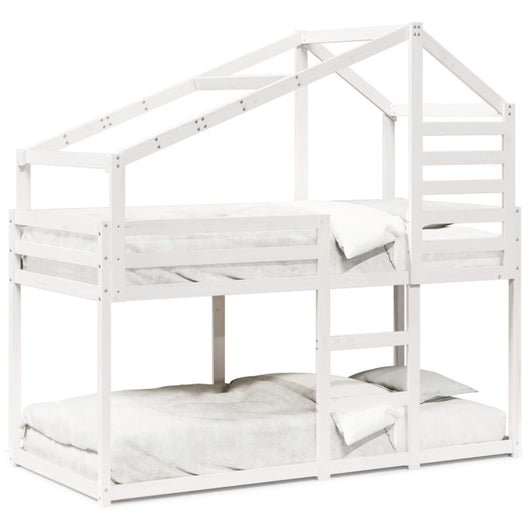 vidaXL Letto a Castello con Tetto Bianco 75x190 cm Legno Massello Pino