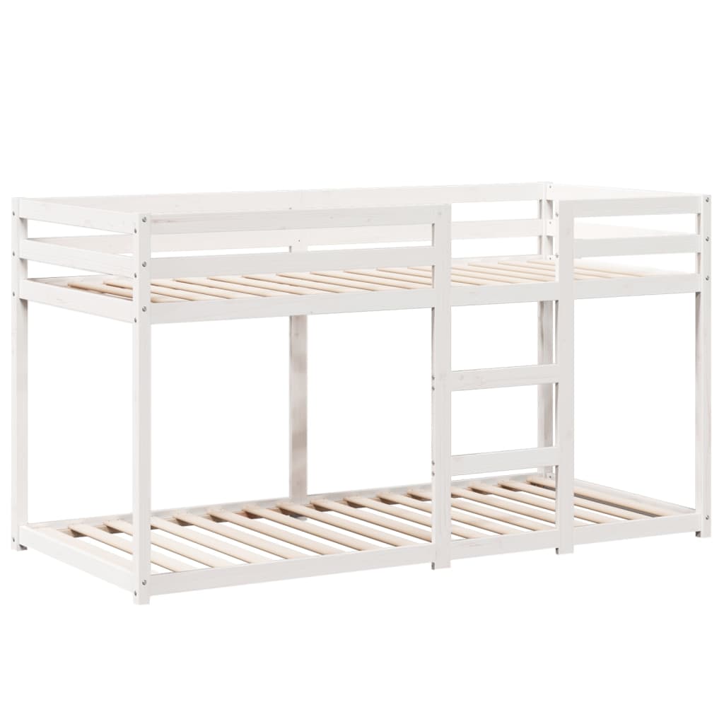 Letto a Castello senza Materasso-Struttura Letto a Castello Bianco 90x190cm Massello Pino 488553