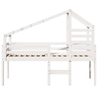 Letto a Soppalco con Tetto Bianco 80x200 cm in Legno di Pino