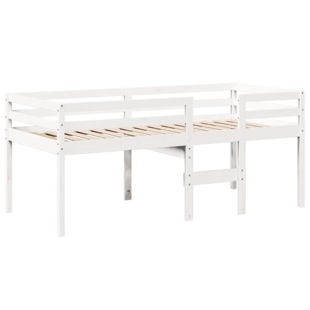 Letto a Soppalco con Tetto Bianco 80x200 cm in Legno di Pino