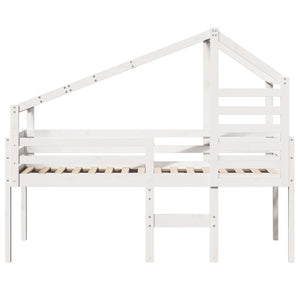 Letto a Soppalco con Tetto Bianco 90x200 cm in Legno di Pino 3281978