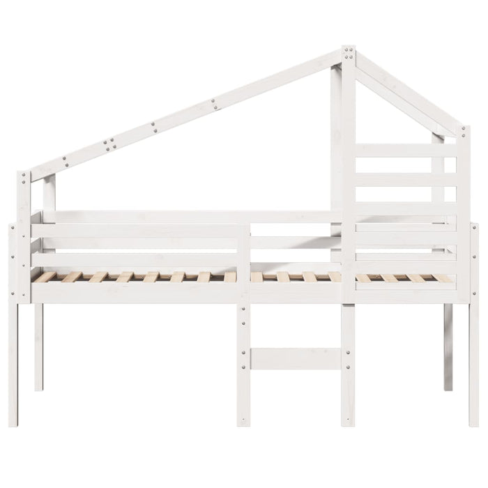 Letto a Soppalco con Tetto Bianco 90x200 cm in Legno di Pino 3281978