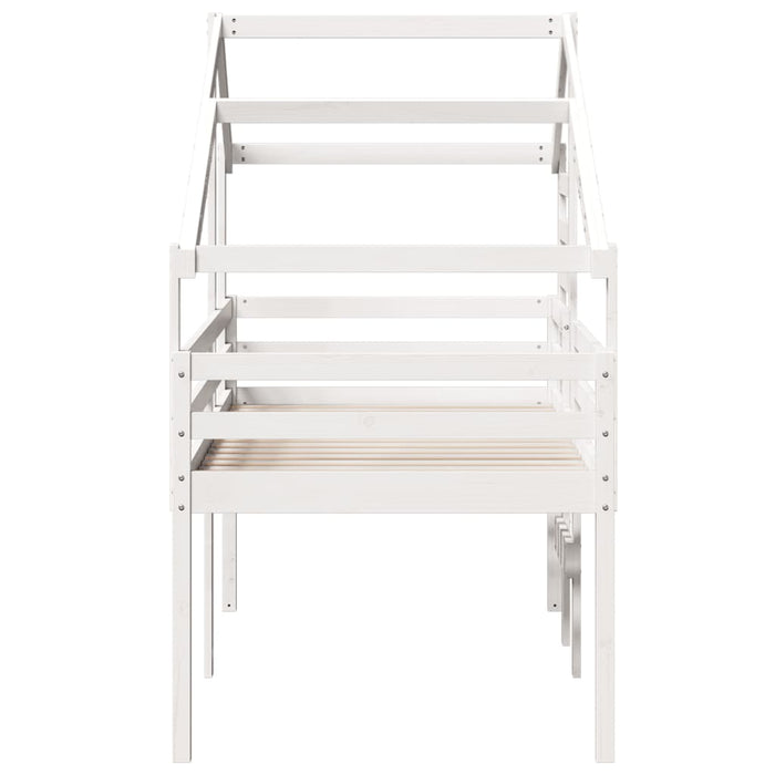 vidaXL Letto a Soppalco con Tetto Bianco 90x200 cm in Legno di Pino