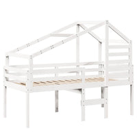 vidaXL Letto a Soppalco con Tetto Bianco 90x190 cm in Legno di Pino