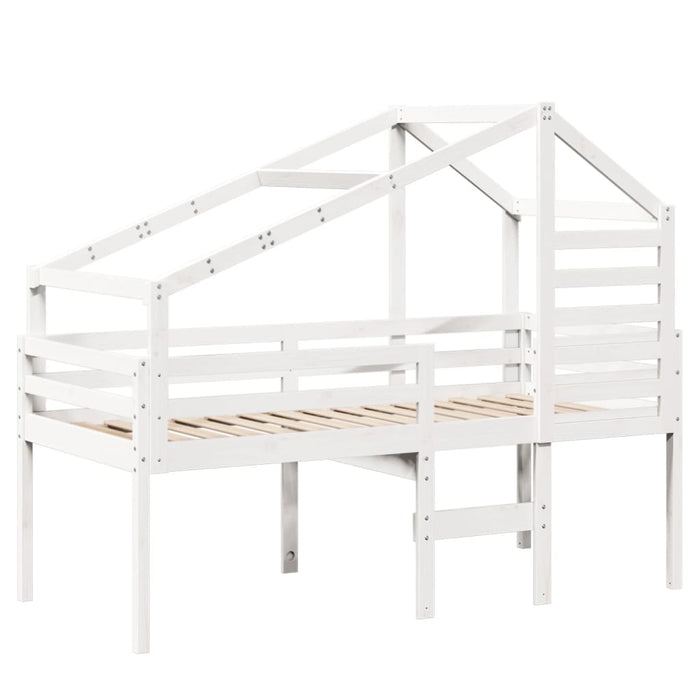 vidaXL Letto a Soppalco con Tetto Bianco 90x190 cm in Legno di Pino