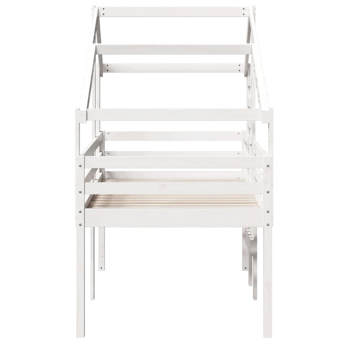 vidaXL Letto a Soppalco con Tetto Bianco 90x190 cm in Legno di Pino