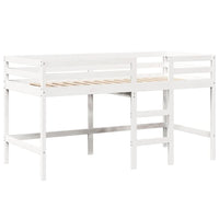 Letto Soppalco con Scala e Tetto Bianco 90x200 cm Massello Pino