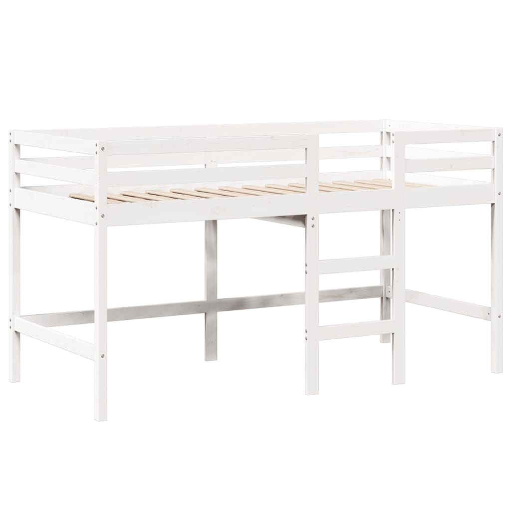 vidaXL Letto Soppalco con Scala e Tetto Bianco 90x190 cm Massello Pino