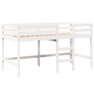 vidaXL Letto Soppalco con Scala e Tetto Bianco 90x190 cm Massello Pino
