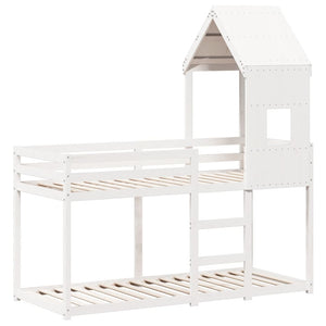 vidaXL Letto a Castello con Tetto Bianco 80x200 cm Legno Massello Pino
