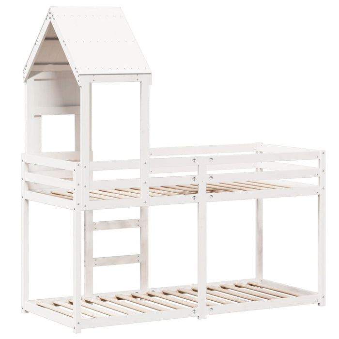 Letto a Castello senza Materasso Bianco 90x190cm Massello Pino 3282006