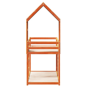 vidaXL Letto a Castello con Tetto Marrone Cera 75x190 cm Massello Pino