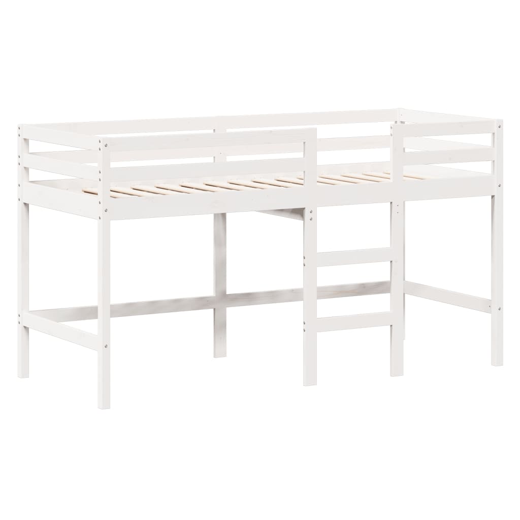 vidaXL Letto Soppalco con Scala e Tetto Bianco 90x190 cm Massello Pino