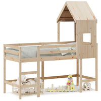 vidaXL Letto Soppalco con Scala e Tetto 90x200 cm Legno Massello Pino