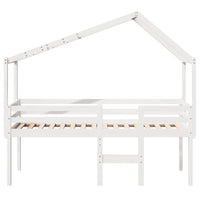 Letto a Soppalco con Tetto Bianco 90x200 cm Legno Massello Pino