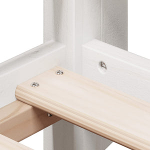 Letto a Soppalco con Tetto Bianco 90x200 cm Legno Massello Pino