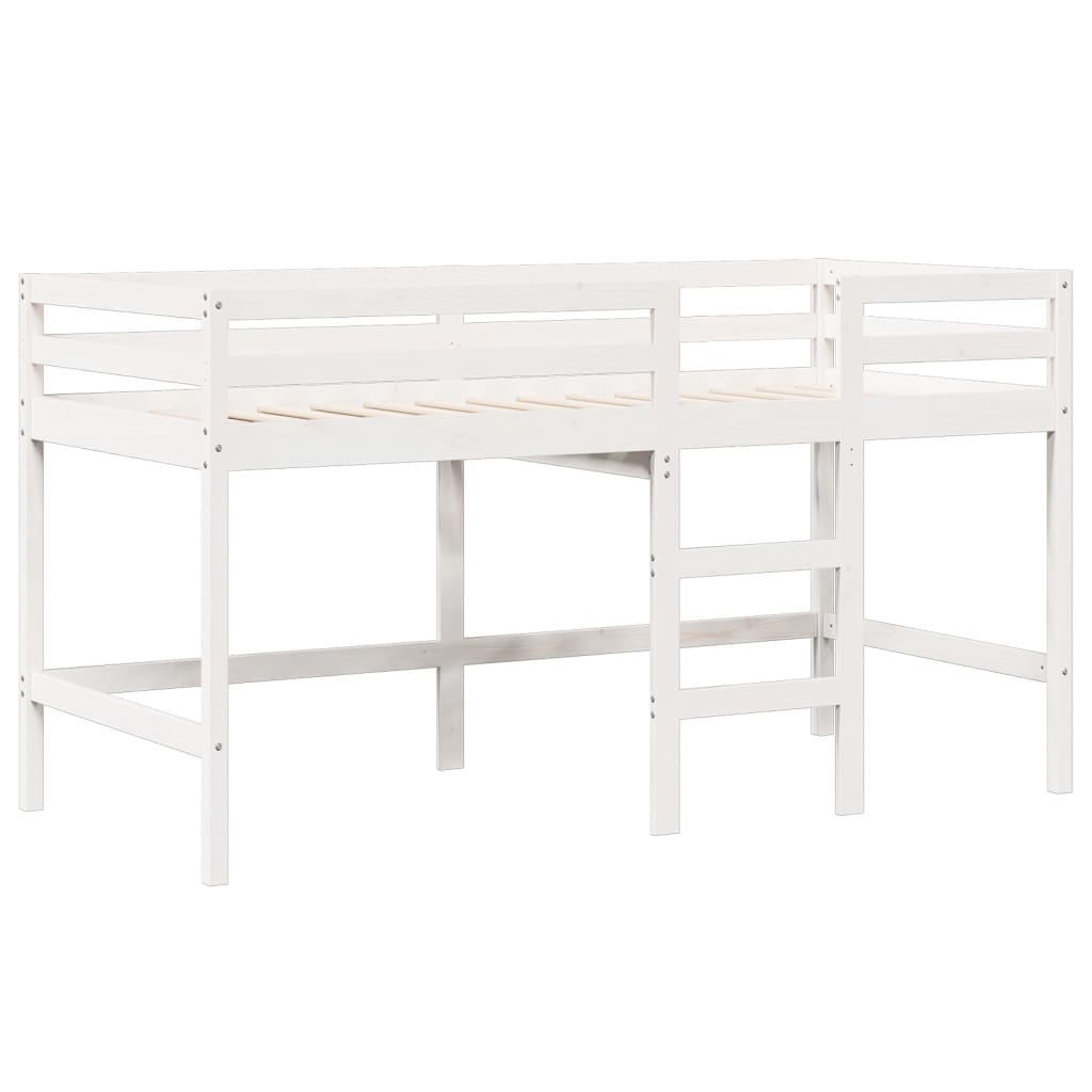 Letto a Soppalco con Tetto Bianco 80x200 cm in Legno di Pino